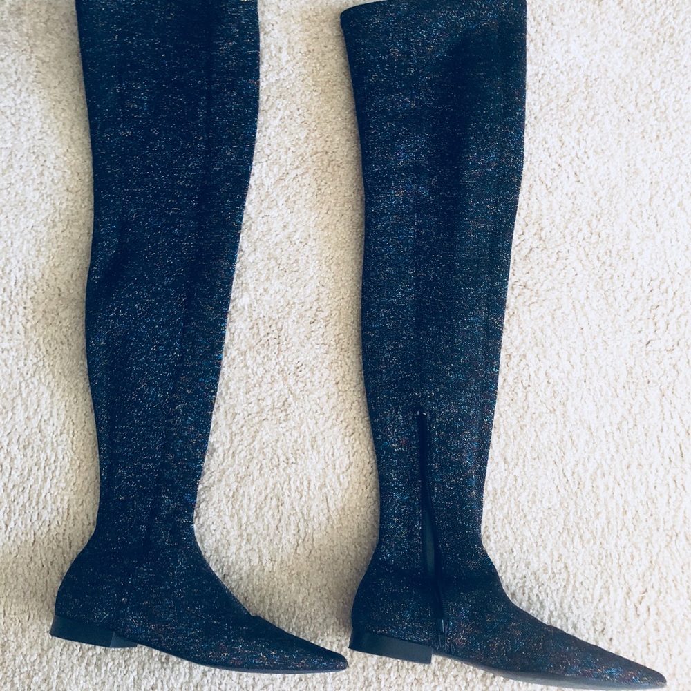 Zara - over the knee sparkle pointed boots